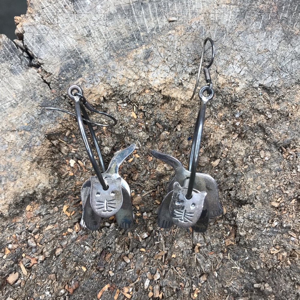 Vintage Taxco Cat Earrings Mexican 925 Silver 85$